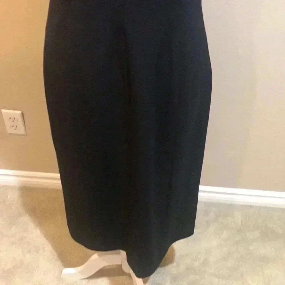 Tahari Sheer Outlined V-Neck Sheath Dress with Side Zipper and Back Slit-Size 6